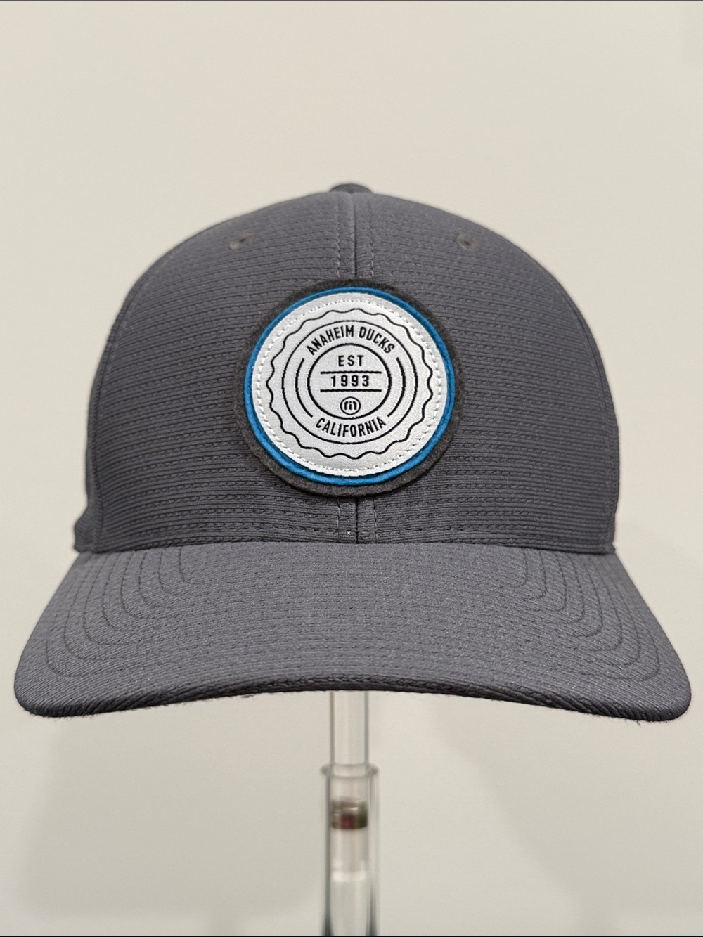 TravisMathew x NHL Anaheim Ducks Flexfit Hat Vertical Back Script Logo Grey L/XL